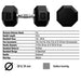 VTX SD-U 8-Sided Urethane Encased Dumbbell Sets Specifications and Dimensions