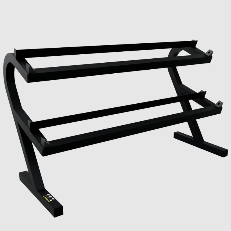 VTX T-DR Horizontal Dumbbell Rack - 2-Tier Rail Rack w/o Saddles Empty