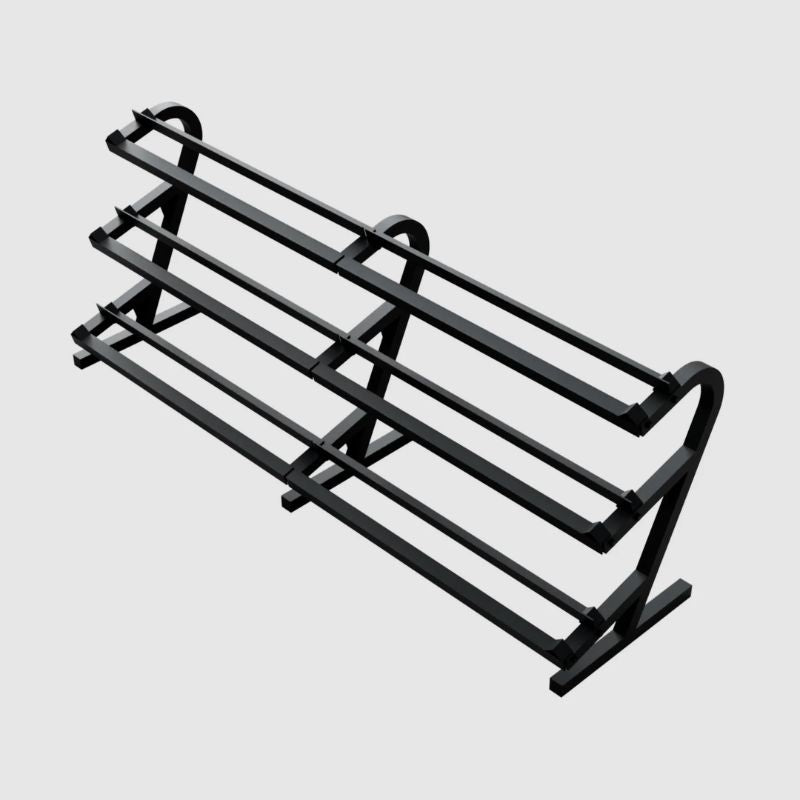 VTX TDR-3 3-Tier Rail Dumbbell Rack w/o Saddles Left Side View