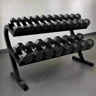 VTX VERTPAC-SDR50 Rubber Hex Dumbbells 5-50lb with Rack Set