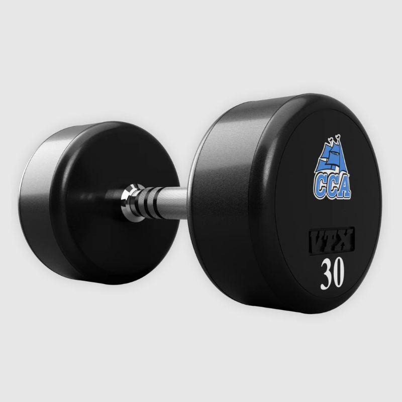 VTX XD-UL Round Urethane Dumbbell Set with Custom Logo 3 on a white background