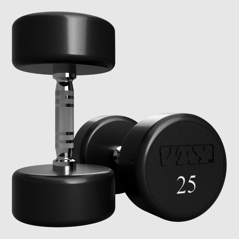 VTX by Troy XD-005-125U 5-125 lb Urethane Dumbbell Set 25 lb Dumbbells on a white background