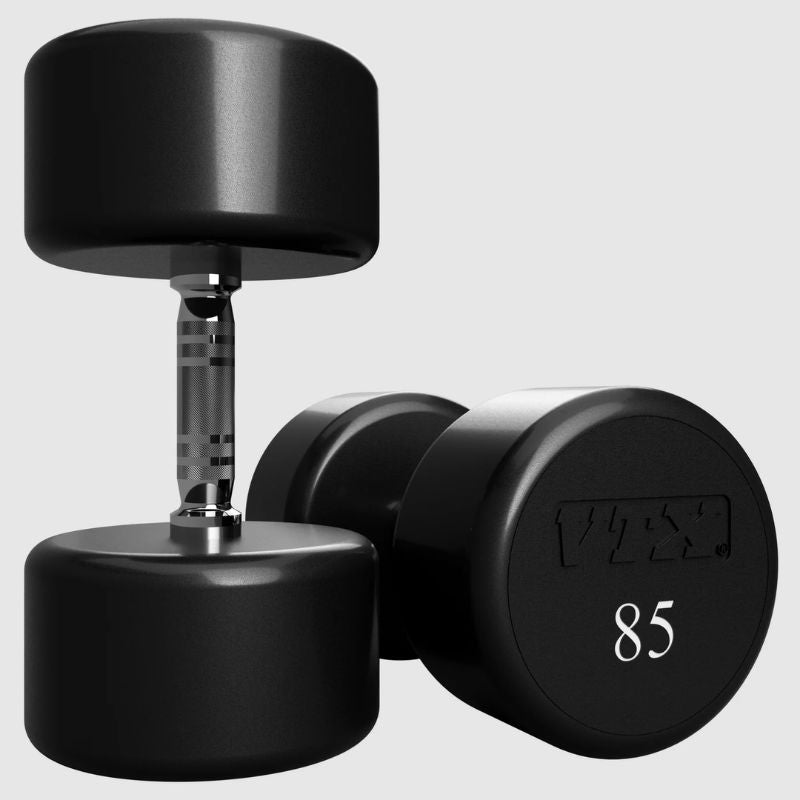 VTX by Troy XD-005-125U 5-125 lb Urethane Dumbbell Set 85 lb Dumbbells on a white background
