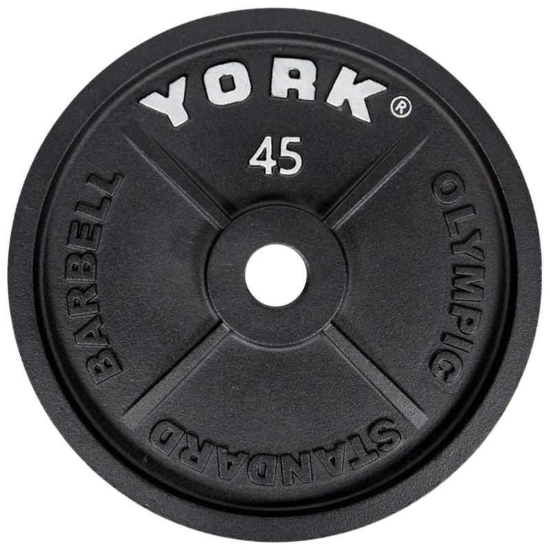 YORK 2″ Cast Iron Olympic Plates - Blac 45 lb olympic plates Single