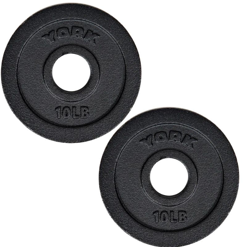 YORK 2″ Cast Iron Olympic Plates - Black 10 lb olympic plates pair