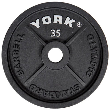YORK 2″ Cast Iron Olympic Plates - Black 35 lb olympic plates single