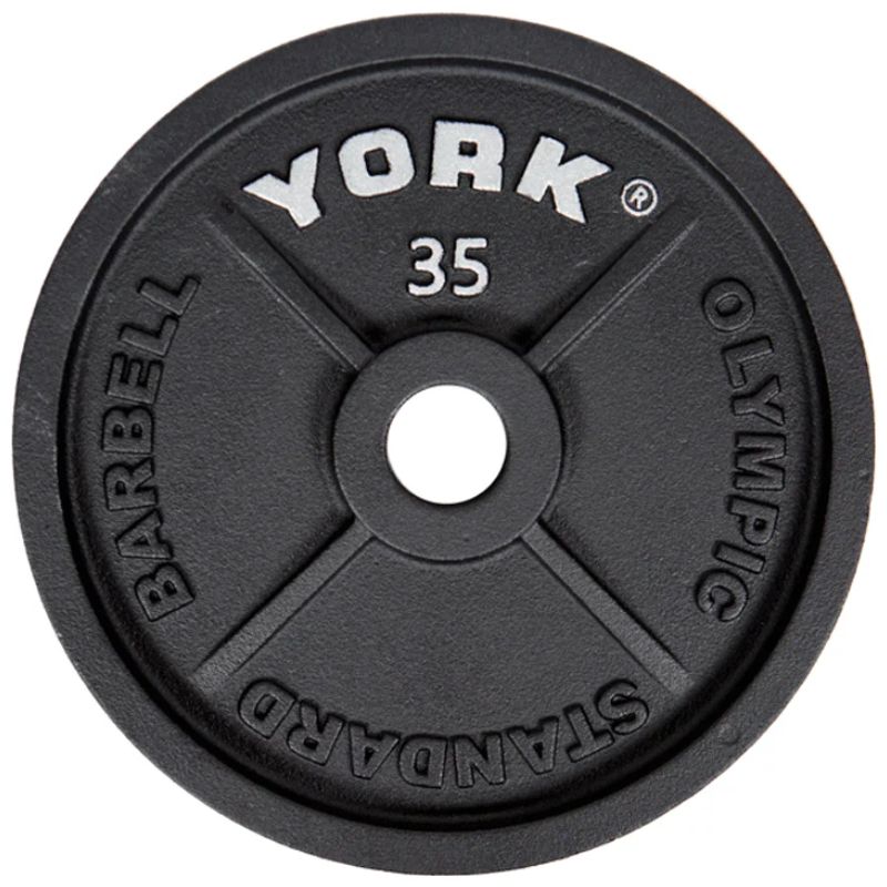 YORK 2″ Cast Iron Olympic Plates - Black 35 lb olympic plates single