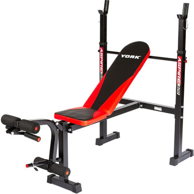 YORK Aspire 320 Multi Purpose Flat to Incline Bench with Arm_Leg Curl - 43320 bench with leg curl attachment