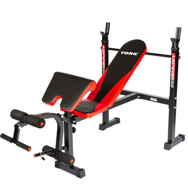 YORK Aspire 320 Multi Purpose Flat to Incline Bench with Arm_Leg Curl - 43320 with both Preacher Curl and Leg Curl Attachment
