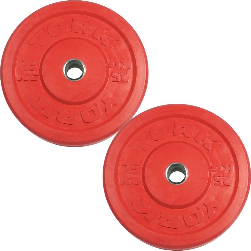 YORK Colored Rubber Training Bumper Plate (KG) 25 kg bumper plates pair