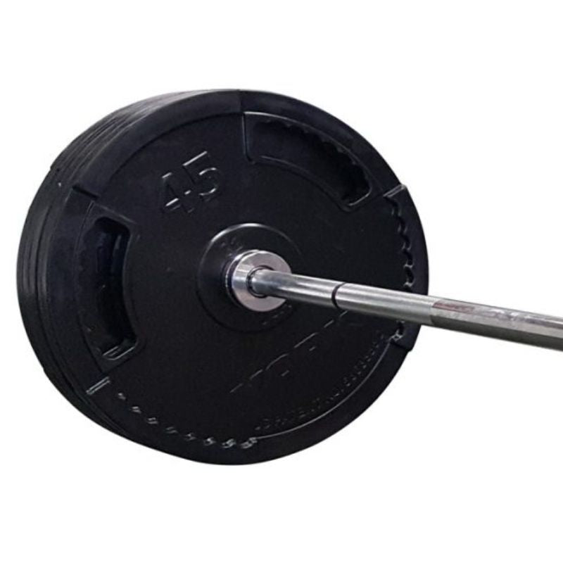 YORK G-2 Rubber Encased Olympic Plate & Barbell Set With Olympic Bar