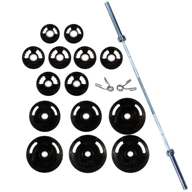 YORK G-2 Rubber Encased Olympic Plate & Barbell Set