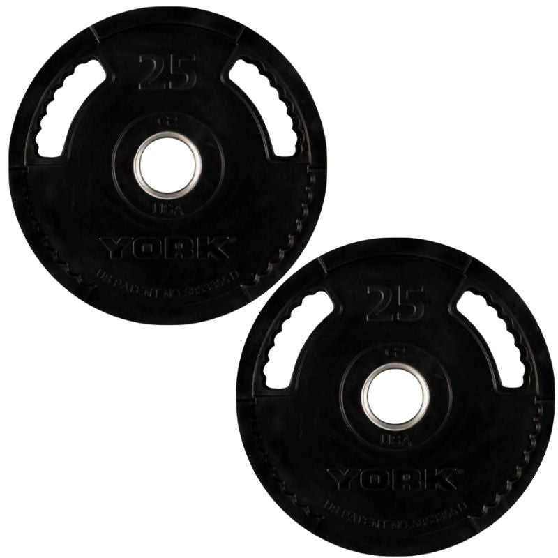 YORK G2 Rubber Encased Olympic Weight Plate 25 lb Weight Plates Pair