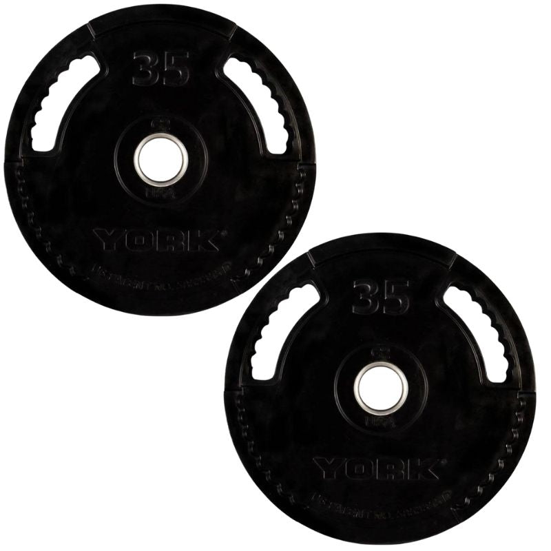 YORK G2 Rubber Encased Olympic Weight Plate 35 lb Weight Plates Pair