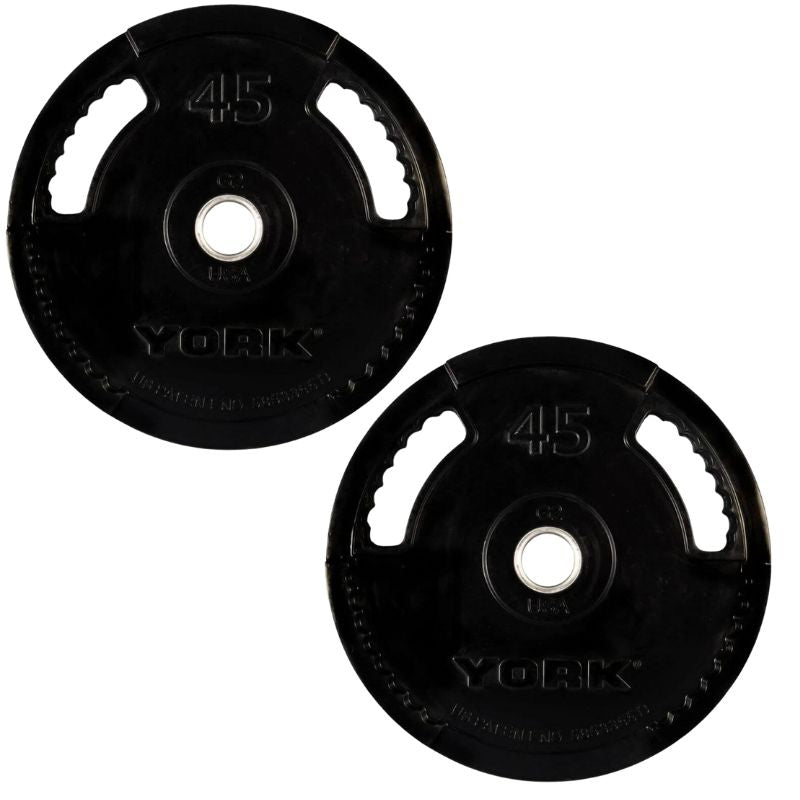 YORK G2 Rubber Encased Olympic Weight Plate 45 lb Weight Plates Pair
