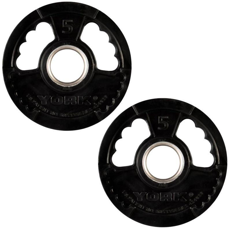 YORK G2 Rubber Encased Olympic Weight Plate 5 lb Weight Plates Pair