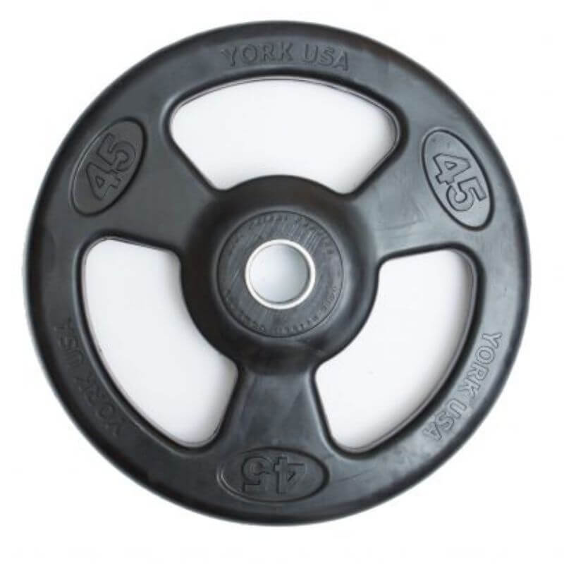 YORK ISO-GRIP Rubber Encased Steel Composite Olympic Grip Plate - Black 45 lb