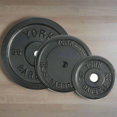 YORK  1" Standard Contour Cast Iron Plate - Black 35lb, 25lb, 5lb