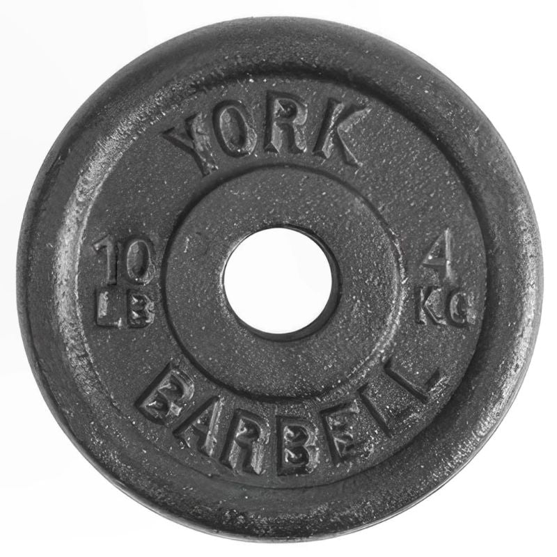 YORK  1_ Standard Contour Cast Iron Plate - Black 10 lb Weight Plate