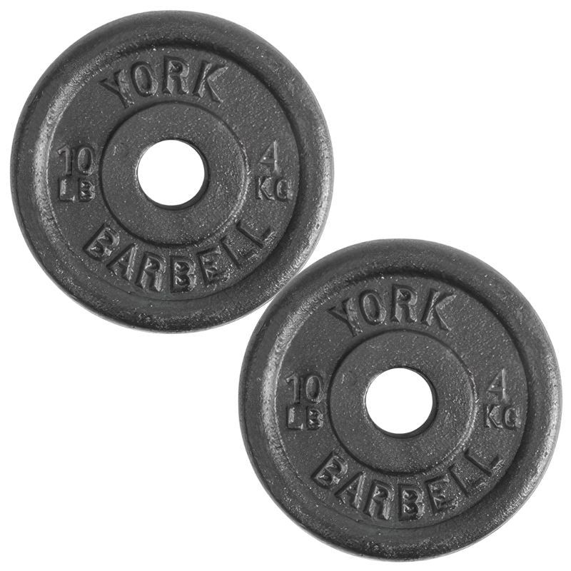 YORK  1_ Standard Contour Cast Iron Plate - Black 10 lb Weight Plate Pair