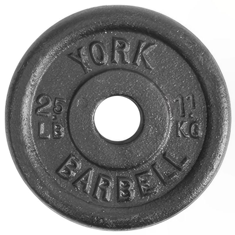 YORK  1_ Standard Contour Cast Iron Plate - Black 2.5 lb Weight Plate