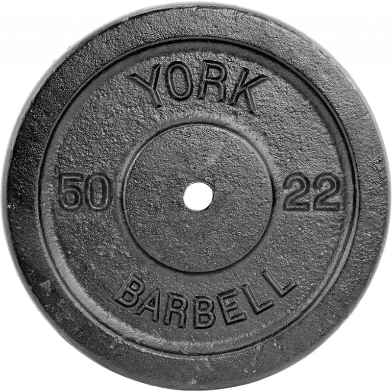 YORK  1_ Standard Contour Cast Iron Plate - Black 50 lb Weight Plate