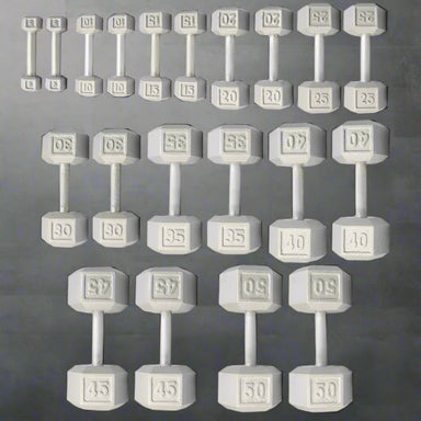 YORK 3480 Cast Iron Hex Dumbbell  5-50lb Set inside Gym