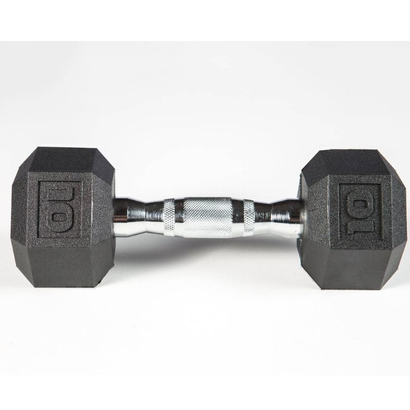 YORK 5-50lb York PVC Hex Dumbbell – Chrome Ergo Handle Set - 37030 10 lb dumbbell