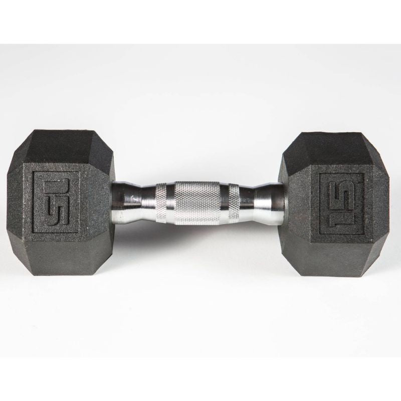 YORK 5-50lb York PVC Hex Dumbbell – Chrome Ergo Handle Set - 37030 15 lb dumbbell