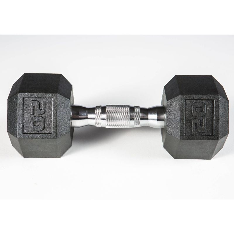 YORK 5-50lb York PVC Hex Dumbbell – Chrome Ergo Handle Set - 37030 20 lb dumbbell