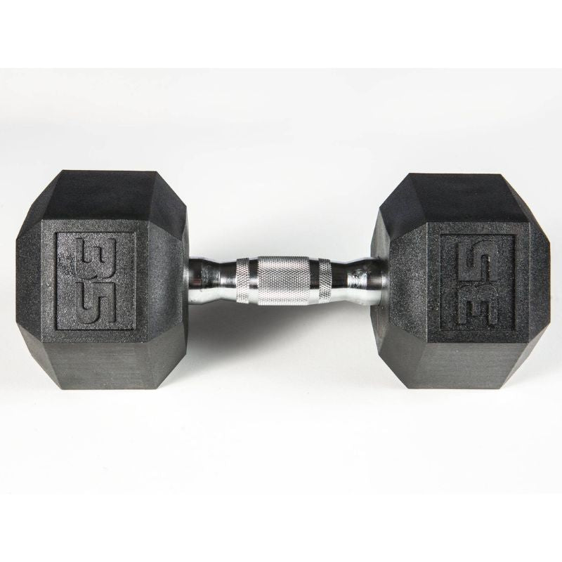 YORK 5-50lb York PVC Hex Dumbbell – Chrome Ergo Handle Set - 37030 35 lb dumbbell