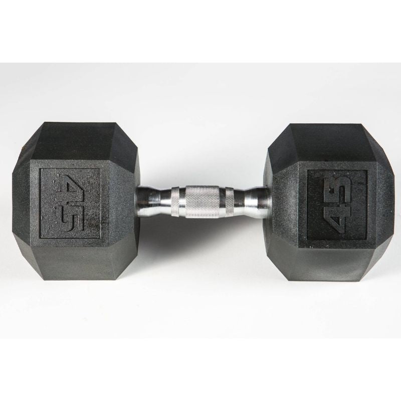 YORK 5-50lb York PVC Hex Dumbbell – Chrome Ergo Handle Set - 37030 45 lb dumbbell