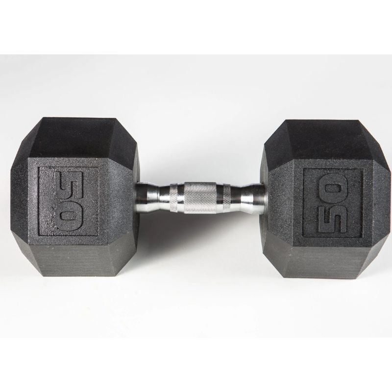 YORK 5-50lb York PVC Hex Dumbbell – Chrome Ergo Handle Set - 37030 50 lb dumbbell