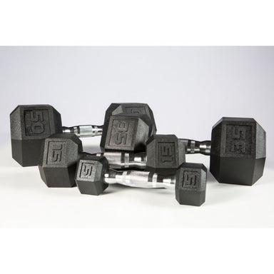 YORK 5-50lb York PVC Hex Dumbbell – Chrome Ergo Handle Set - 37030 Main Display