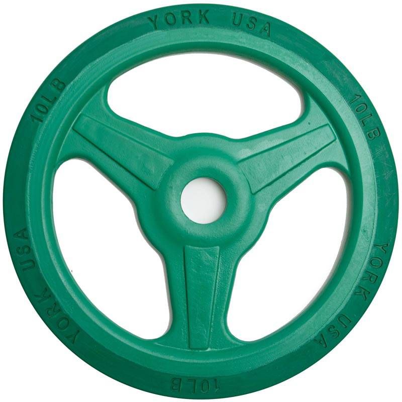 YORK Colored Bumper Grip Plates - Aluminum Milled Plate 10 lb bumper plates single