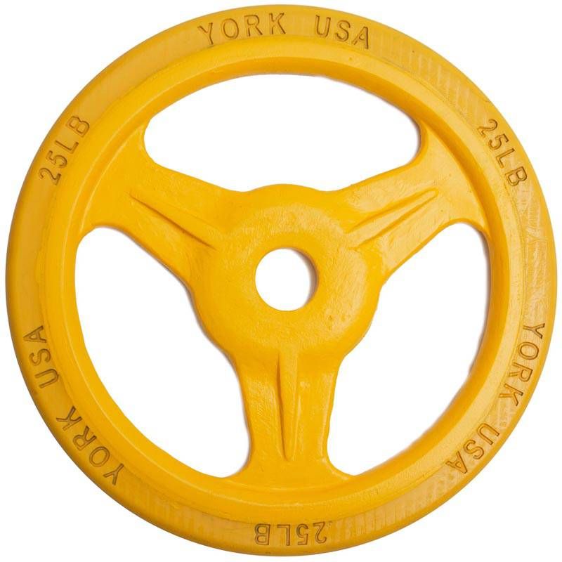 YORK Colored Bumper Grip Plates - Aluminum Milled Plate 25 lb bumper plates single