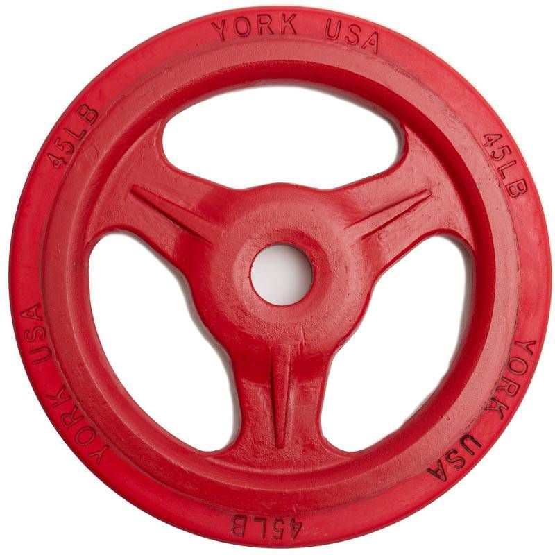 YORK Colored Bumper Grip Plates - Aluminum Milled Plate 45 lb bumper plates single