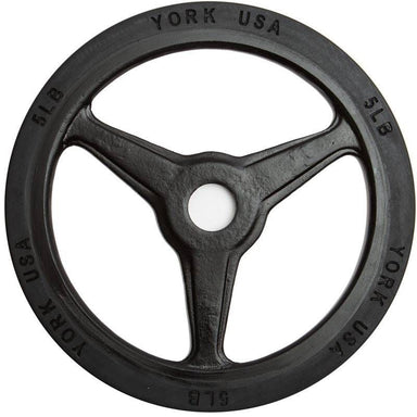 YORK Colored Bumper Grip Plates - Aluminum Milled Plate 5 lb bumper plates pair