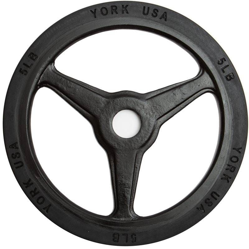 YORK Colored Bumper Grip Plates - Aluminum Milled Plate 5 lb bumper plates pair