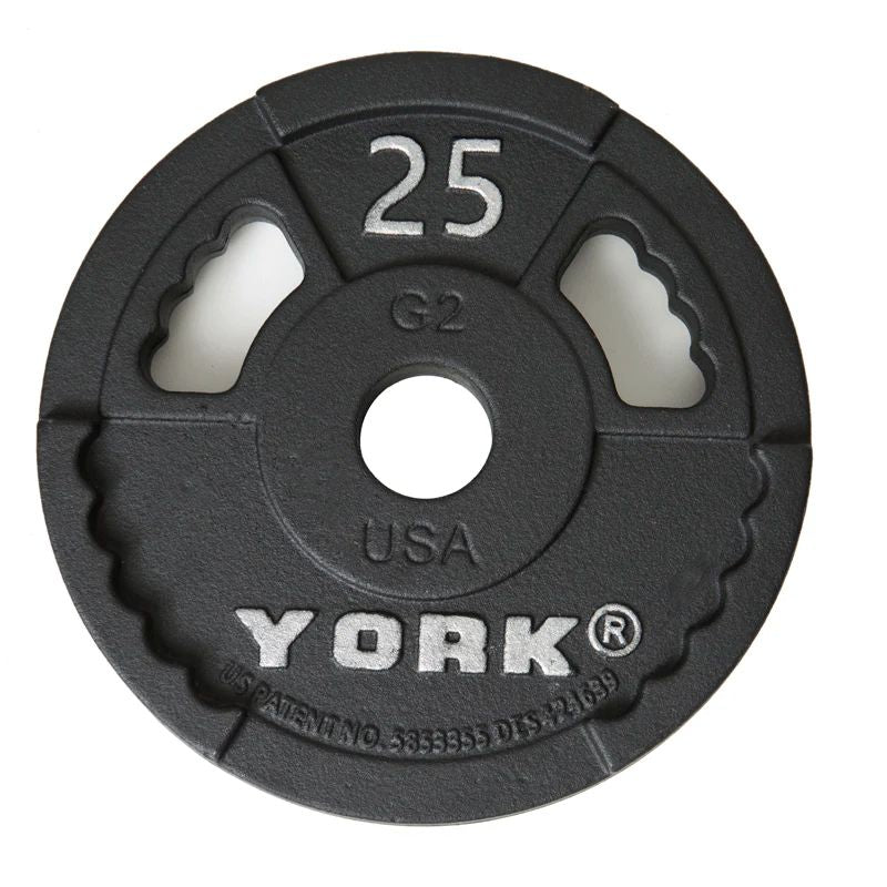 YORK G-2 Dual-Grip 300 lb Cast Iron Olympic Plate Set - 2898 25 lb Olympic Plate