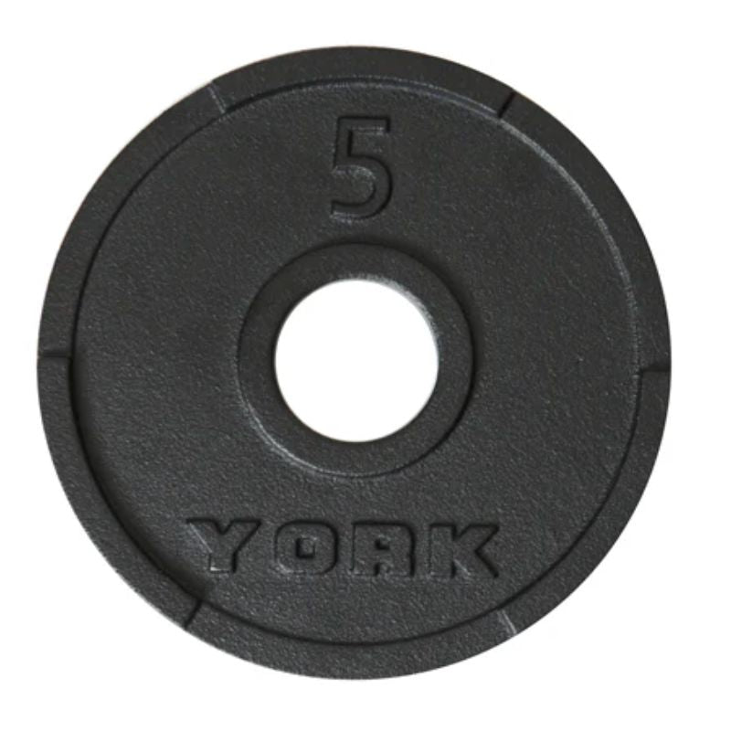 YORK G-2 Dual-Grip 300 lb Cast Iron Olympic Plate Set - 2898 5 lb Olympic Plate