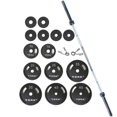 YORK G-2 Dual-Grip 300 lb Cast Iron Olympic Plate Set - 2898 Main Display