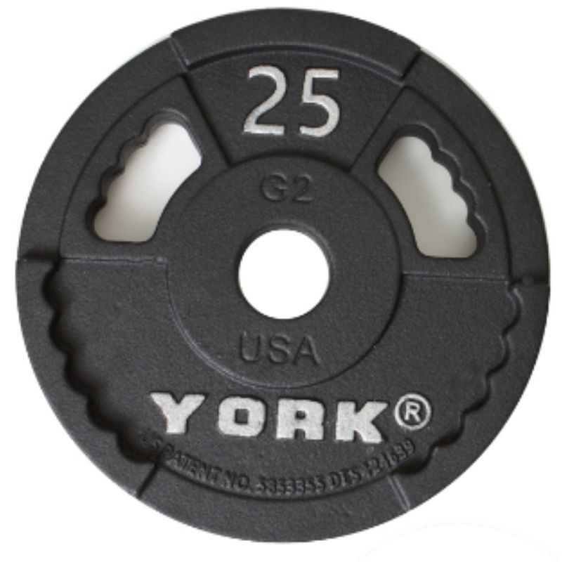 YORK G2 Rubber Encased Olympic Weight Plate 25lb