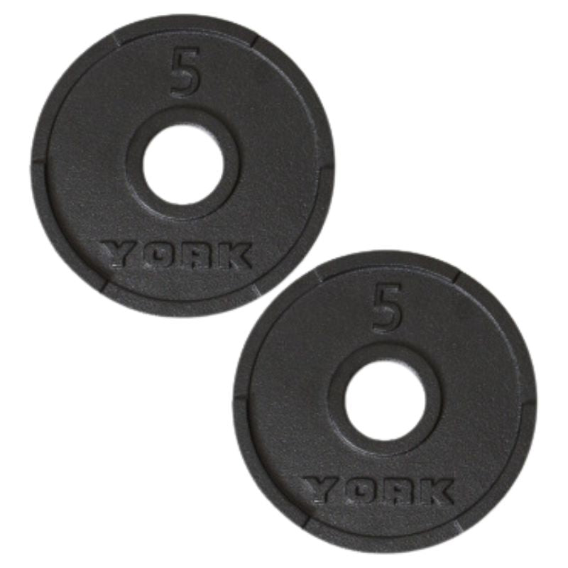 YORK G2 Rubber Encased Olympic Weight Plate 5lb Pair