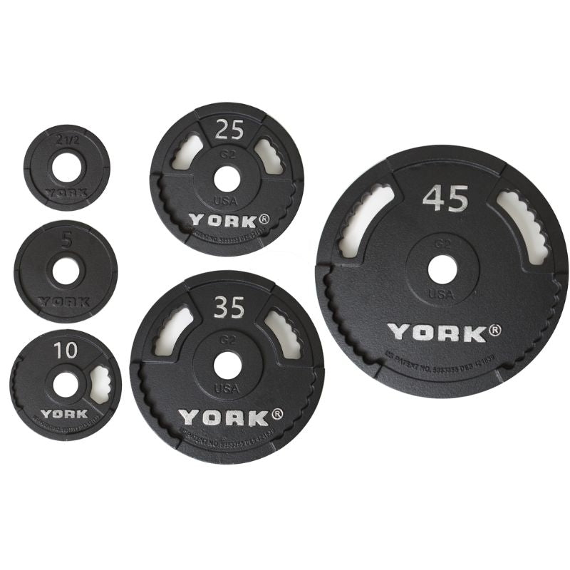 YORK G2 Rubber Encased Olympic Weight Plate Set