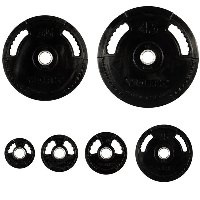 YORK G2 Rubber Encased Olympic Weight Plate Set