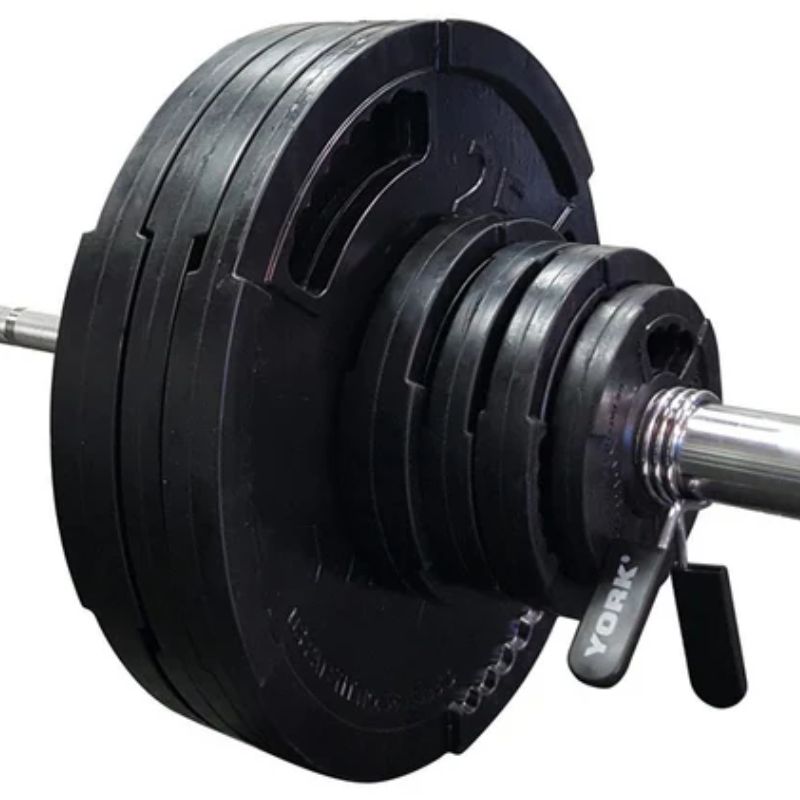 YORK G2 Rubber Encased Olympic Weight Plate with Bars