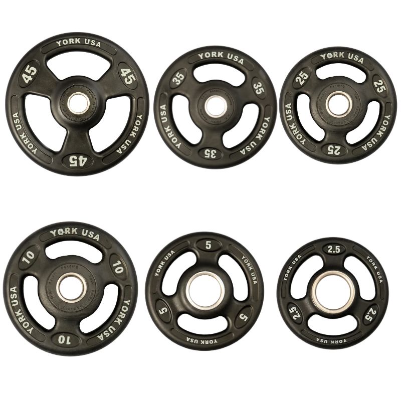 YORK _ISO-Grip_ Urethane Plate - Black - 2.5lb to 45 lb Weight Plate Set