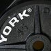 YORK Legacy_ Cast Iron Precision Milled Olympic Plate York Logo on 45 lb Weight Plates Top View