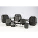YORK Premium PVC Hex Dumbbells 5 lb dumbbells, 1b lb dumbbells, 35 lb dumbbells, and 50 lb dumbbells